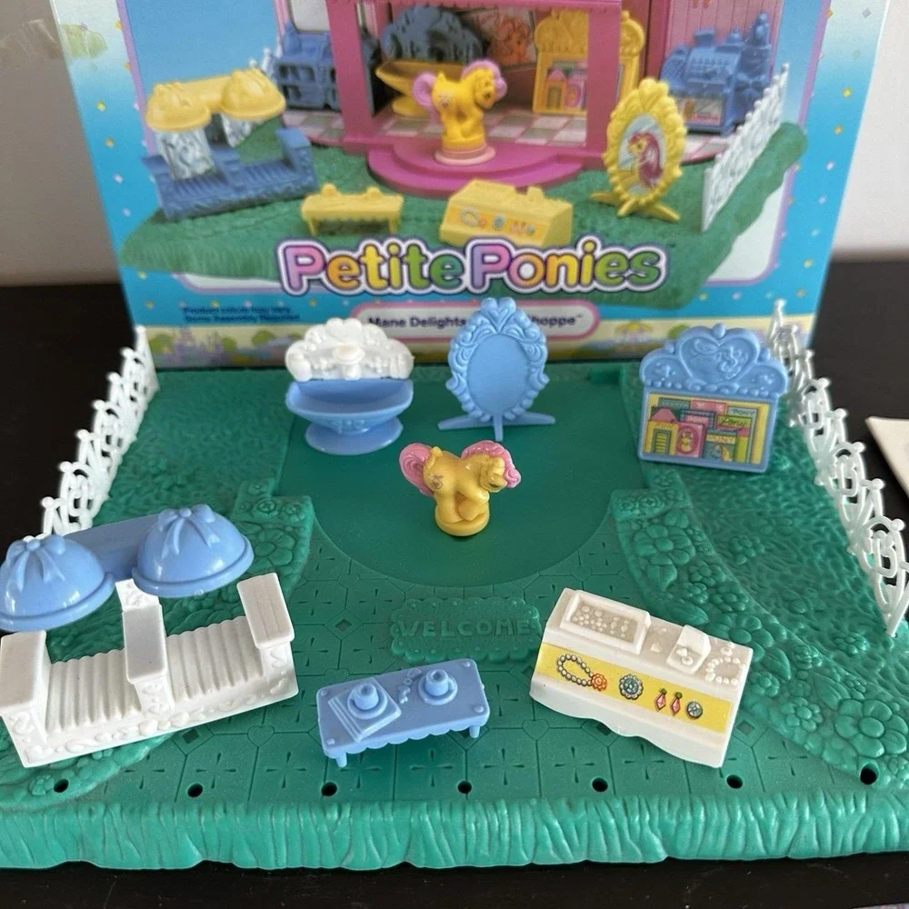 My Little Pony PETITE PONIES Mane Delights Beauty Shoppe W/ Box Hasbro 1989 Read